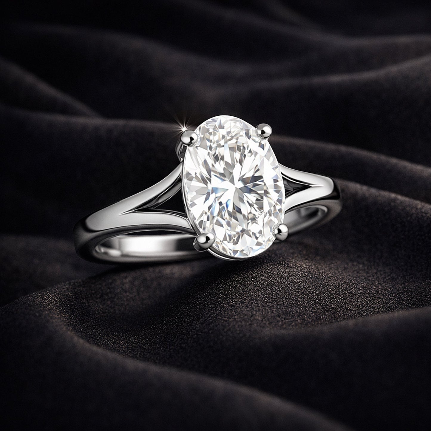 GEMHUB & CO. 3 Ct oval cut lab-grown diamond ring in 18k gold vermeil with VS1 clarity.