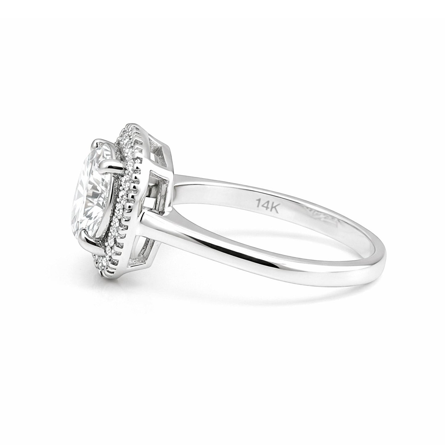 GEMHUB & CO. 4.00 Ct round cut lab grown diamond ring with halo setting, 18k gold vermeil.