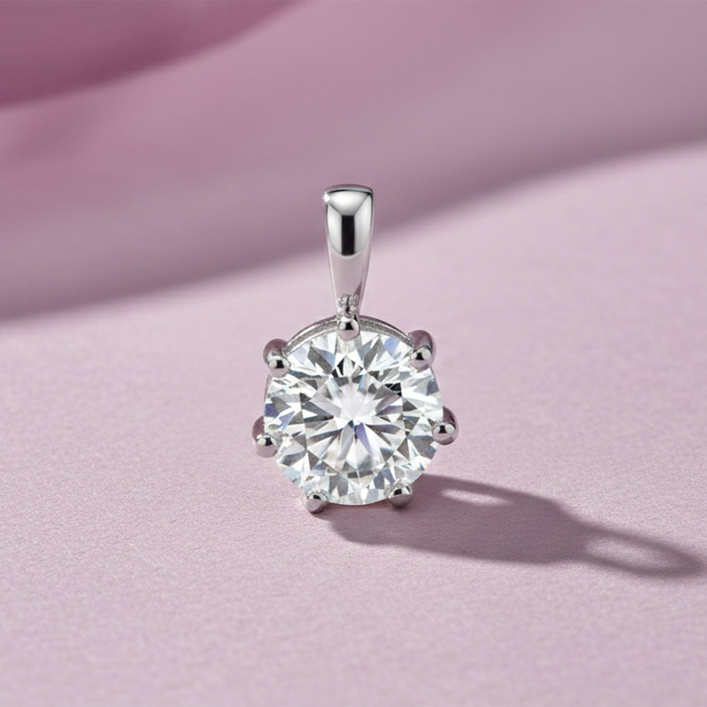 GEMHUB & CO. 4 carat round lab diamond solitaire pendant in 18k gold vermeil with VS1 clarity.