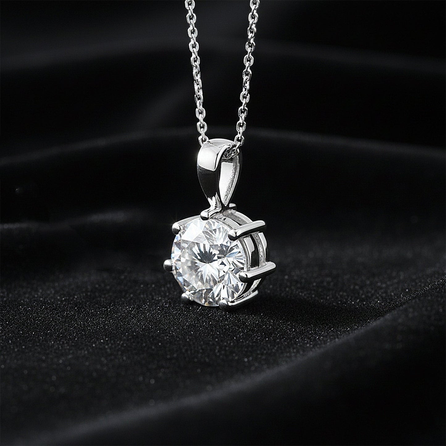 GEMHUB & CO. 4 carat round lab diamond solitaire pendant in 18k gold vermeil with VS1 clarity.