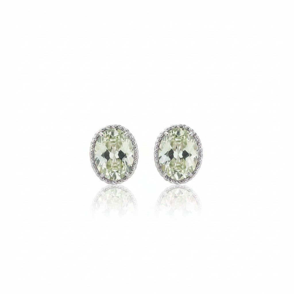 GEMHUB & CO. 10ct oval aquamarine dangle earrings in 925 sterling silver with intricate rope-style bezel.