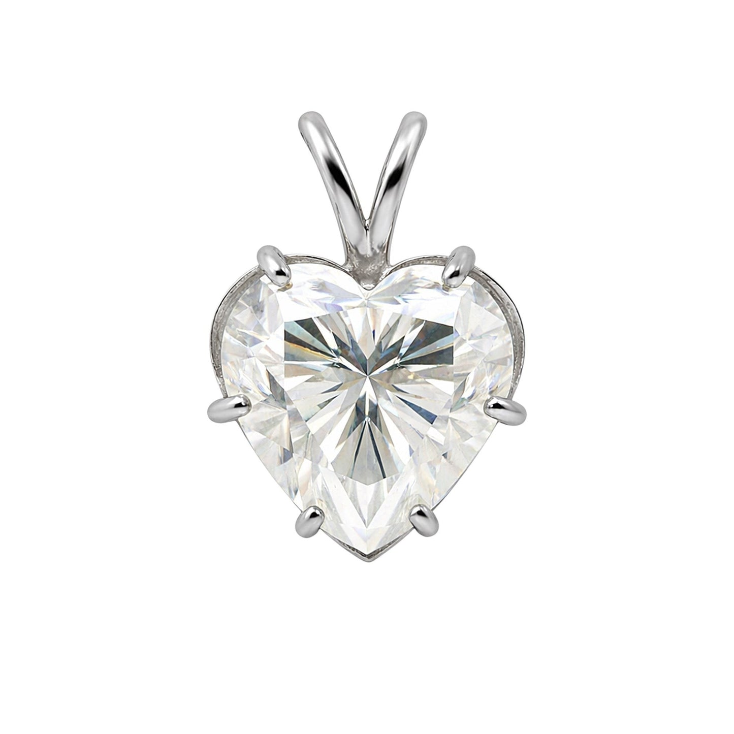 GEMHUB & CO. 3.41 Ct heart cut lab grown diamond pendant in 18k gold vermeil with VS1 clarity.