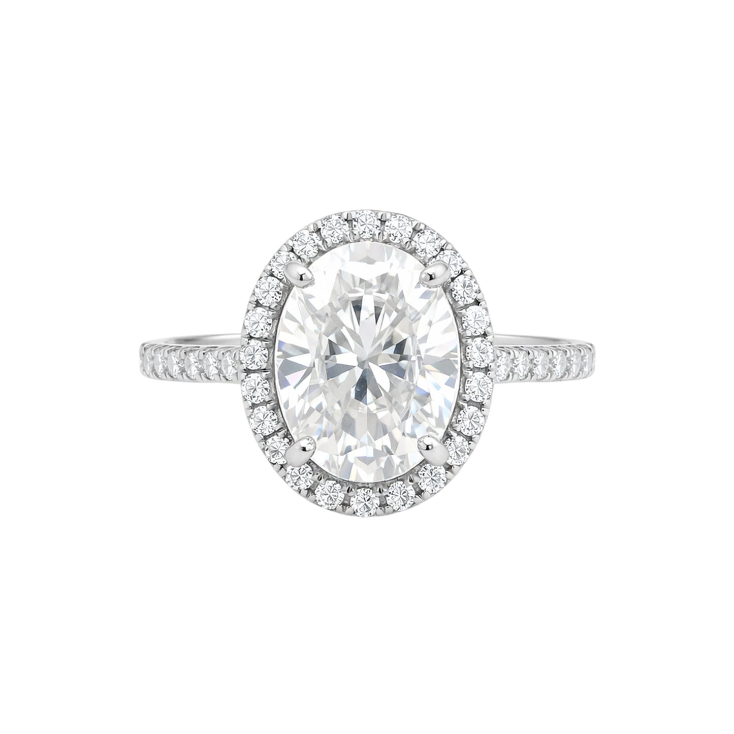 GEMHUB & CO. 3.00 Ct oval cut lab grown diamond ring with VS1 clarity, set in 18k gold vermeil with a diamond halo.