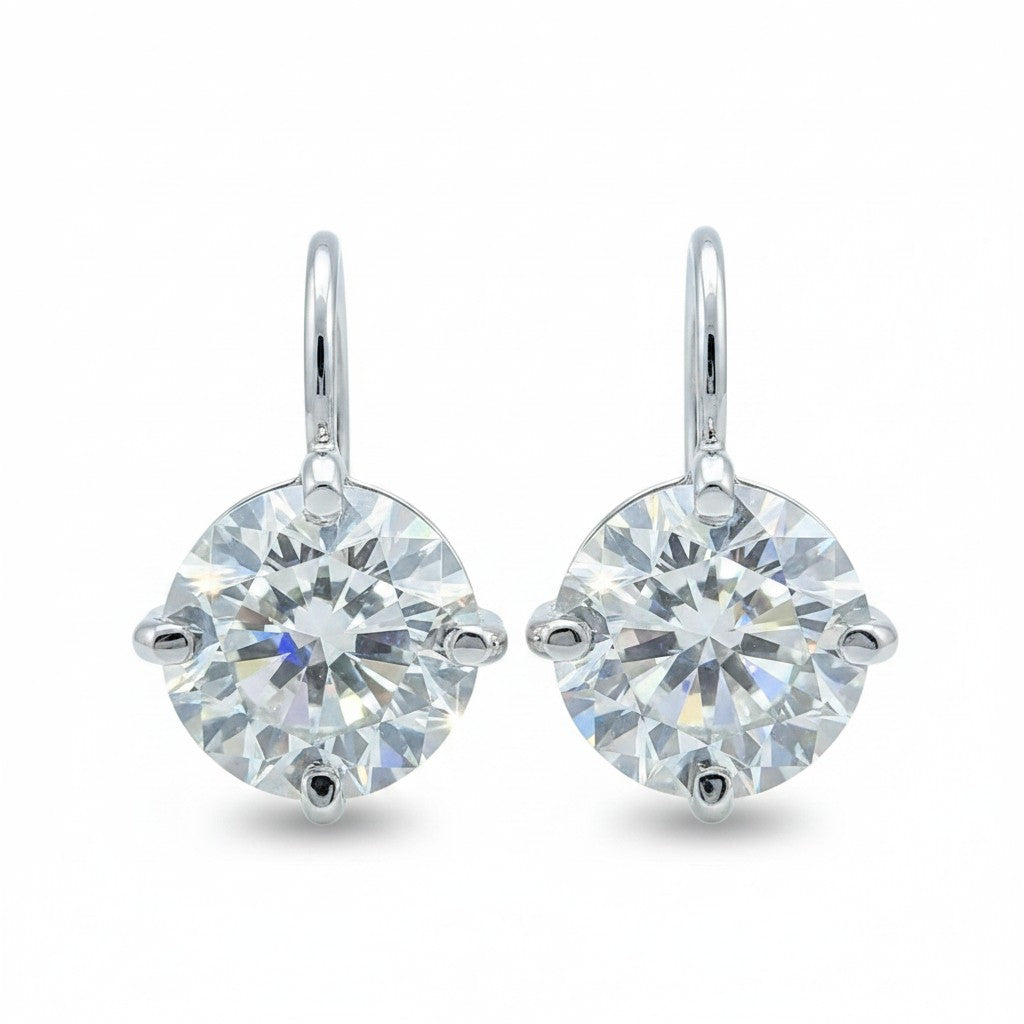 GEMHUB & CO. 5.00 Ct white moissanite solitaire dangler earrings in gold vermeil over sterling silver.