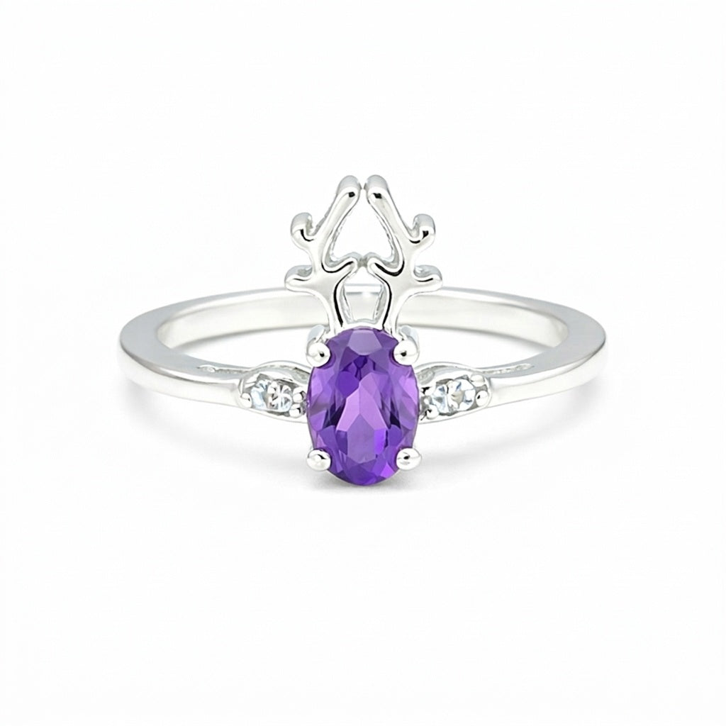 7.50 Ct. Amethyst Oval Cut Ring 925 Sterling Silver Women Fine Jewelry