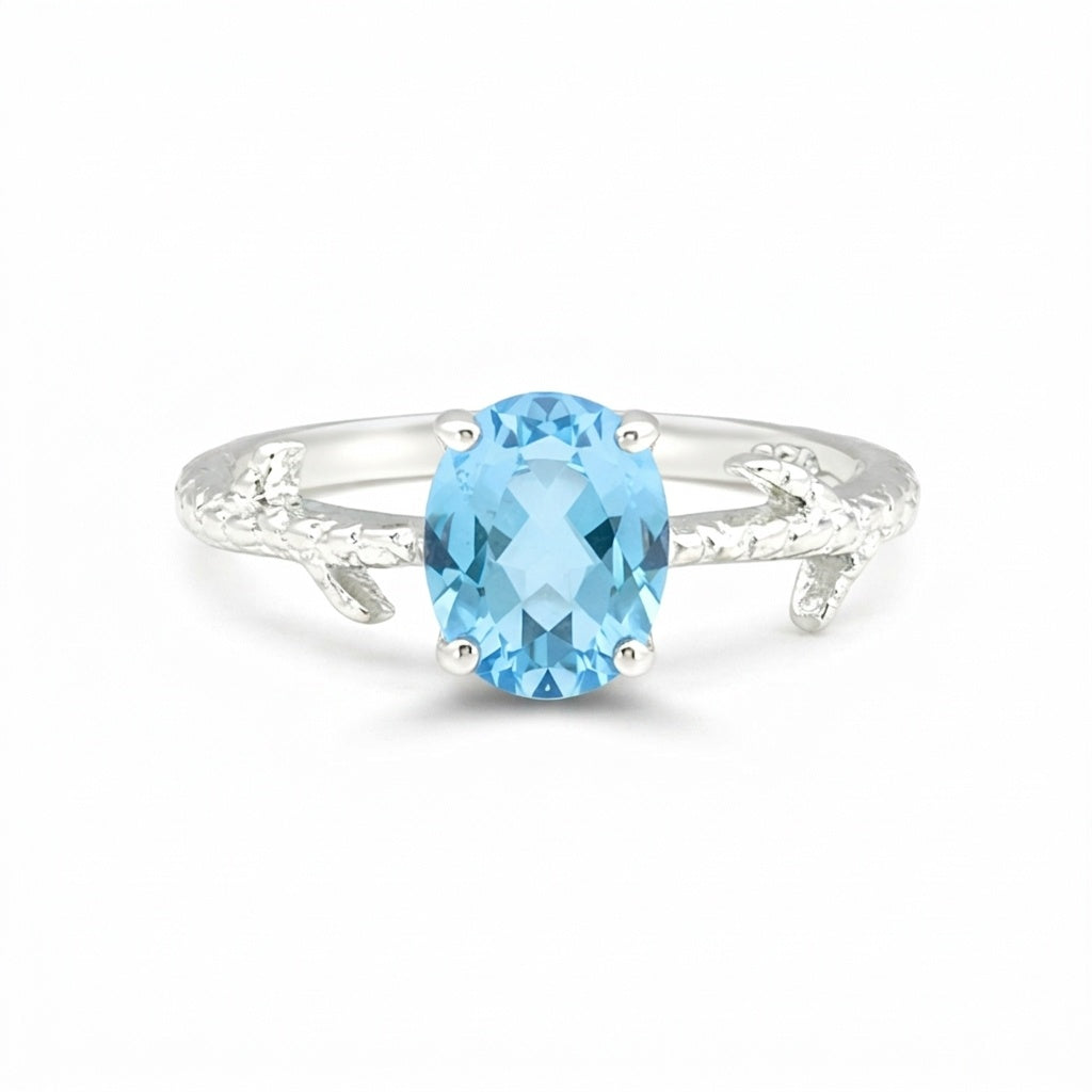 Aquamarine Gemstone Ring 7.00 Ct. Oval Cut 925 Sterling Silver Birthday Gift Her