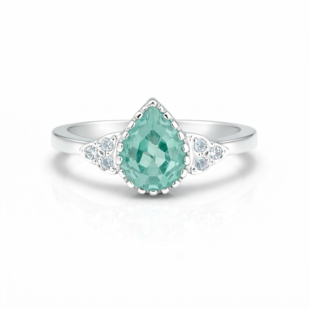 4.65 Ct. Aquamarine Pear Cut Ring 925 Sterling Silver Women Fine Jewelry