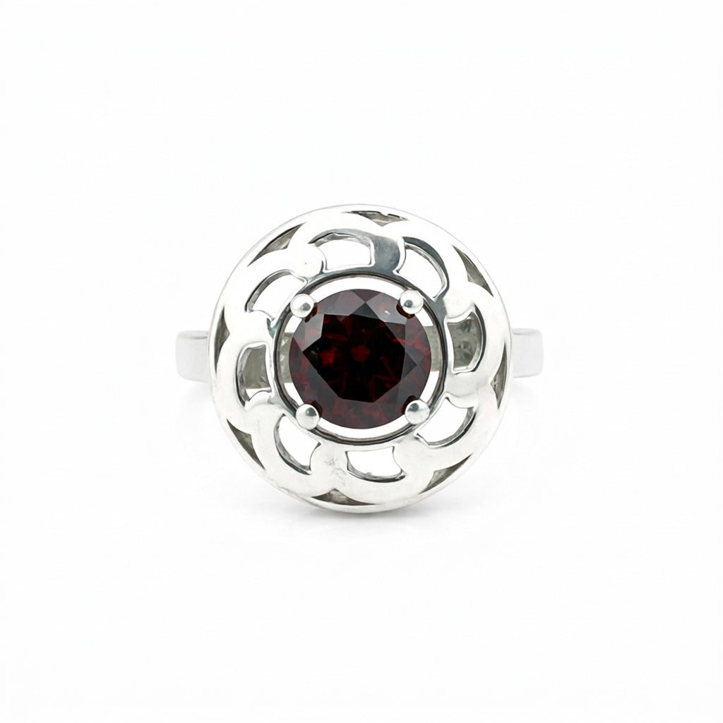 Red Garnet Round Ring 9.00 Ct. 925 Sterling Silver Stackable Eternity Band Gift