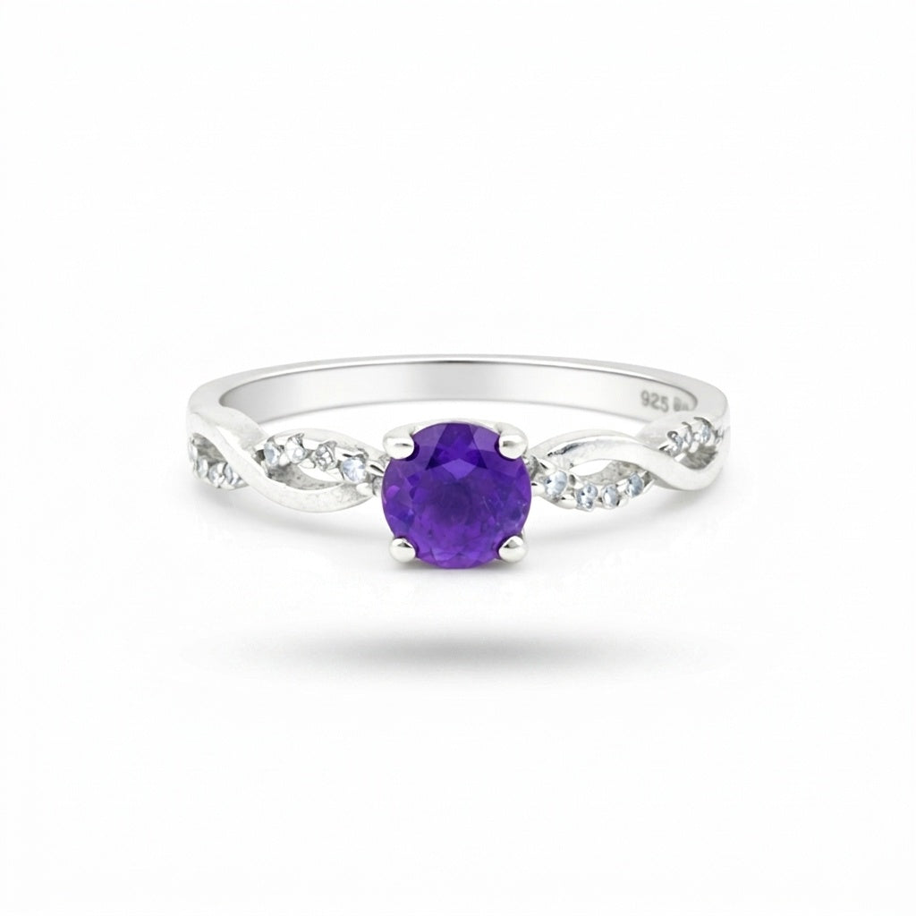 Round Cut Amethyst Ring 2.80 Ct. 925 Sterling Silver Eternity Band Gift for Her