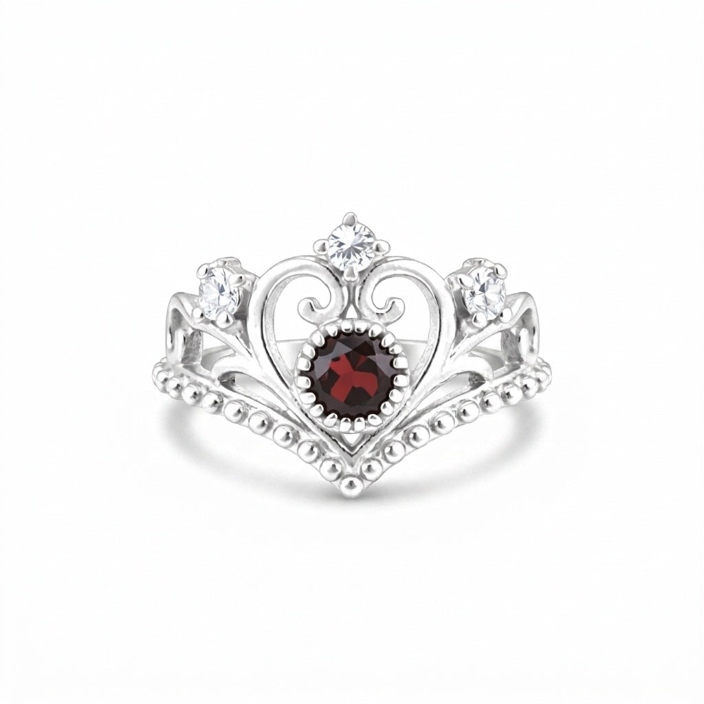 Red Garnet Solitaire Ring 4.50 Ct. Round Cut 925 Sterling Silver Stackable Band