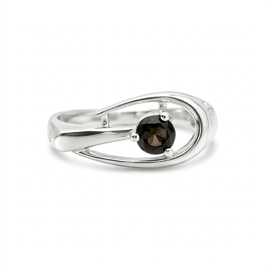 Certified Round Brown Topaz Ring in 925 Sterling Silver for Women Cocktail Style