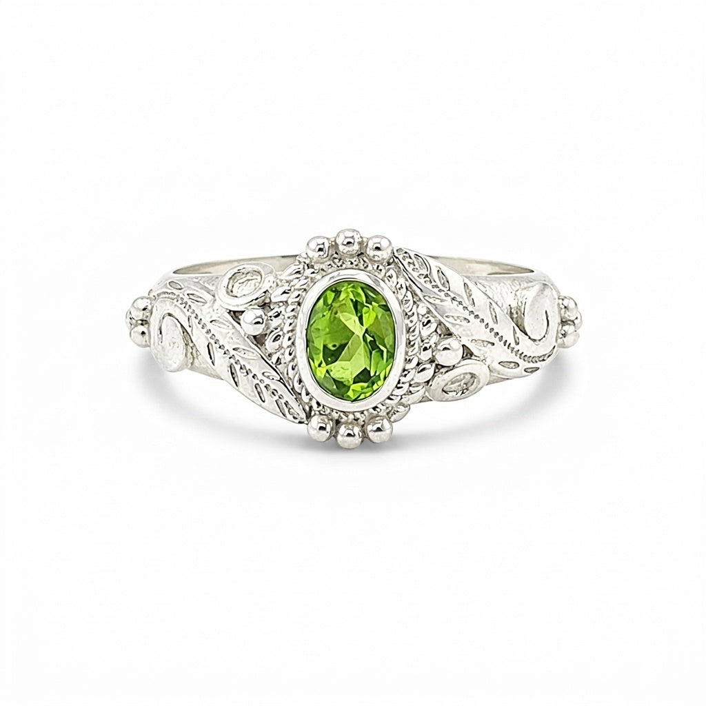 Certified Fashion Green Amethyst Oval Ring in 925 Sterling Silver for Her