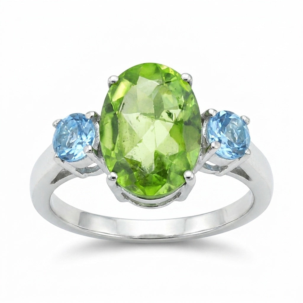 Luxury Green Amethyst Oval Ring in 925 Sterling Silver for Women Elegant Look