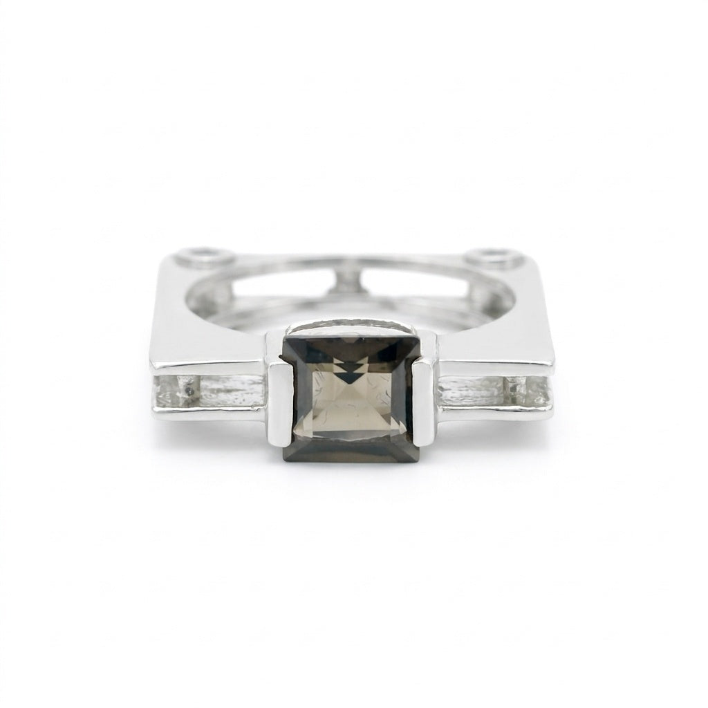 6.50 Ct Brown Topaz Princess Ring in 925 Sterling Silver for Her Trendy Pick