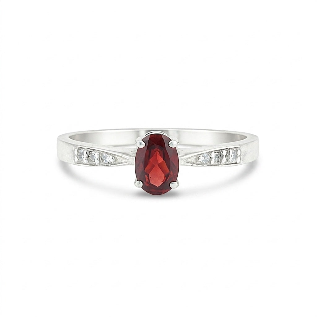 925 Sterling Silver Oval Cut Red Garnet Ring 9.00 Ct for Her Trendy Pick