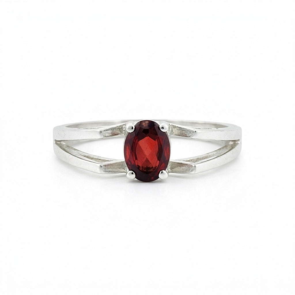 Red Garnet 6.50 Ct Ring in 925 Sterling Silver Jewelry for Engagement Boho Style