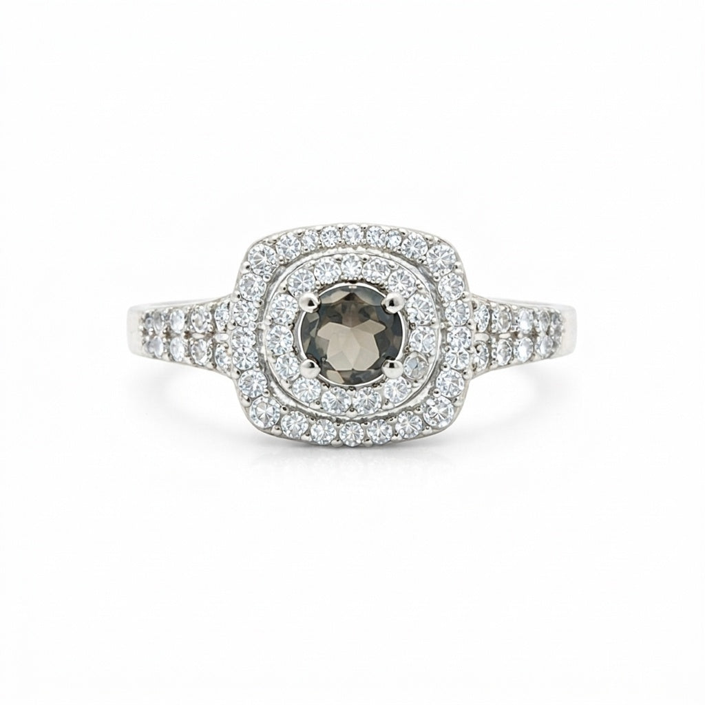 925 Sterling Silver Round Cut Brown Topaz Ring 4.50 Ct for Wedding Bridal Style