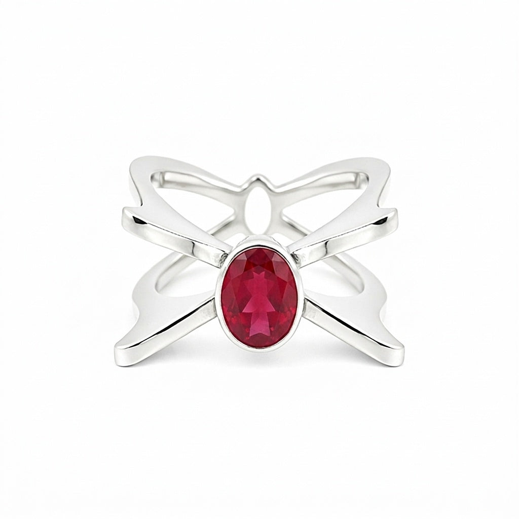 Red Garnet 2.25 Ct Ring in 925 Sterling Silver Cocktail for Anniversary