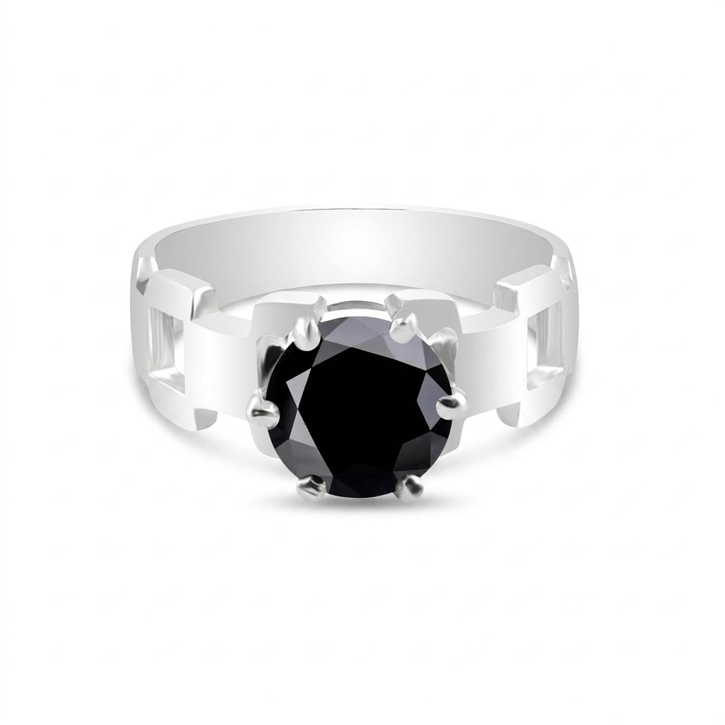 Black Moissanite Round Ring 6.50 Ct. 925 Sterling Silver Stackable Eternity Band