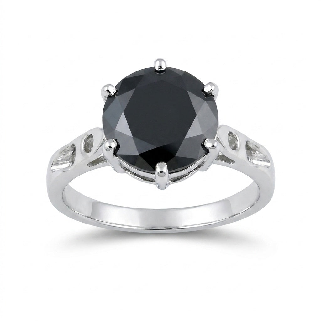 Moissanite Round Solitaire Gemstone Ring 3.30 Ct. 925 Sterling Silver Women Gift
