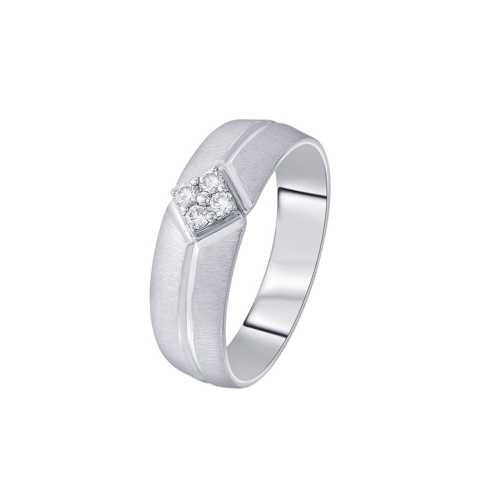 Textured Diamond and Platinum Ring for Men - 950Pt Platinum - GEMHUB & CO.