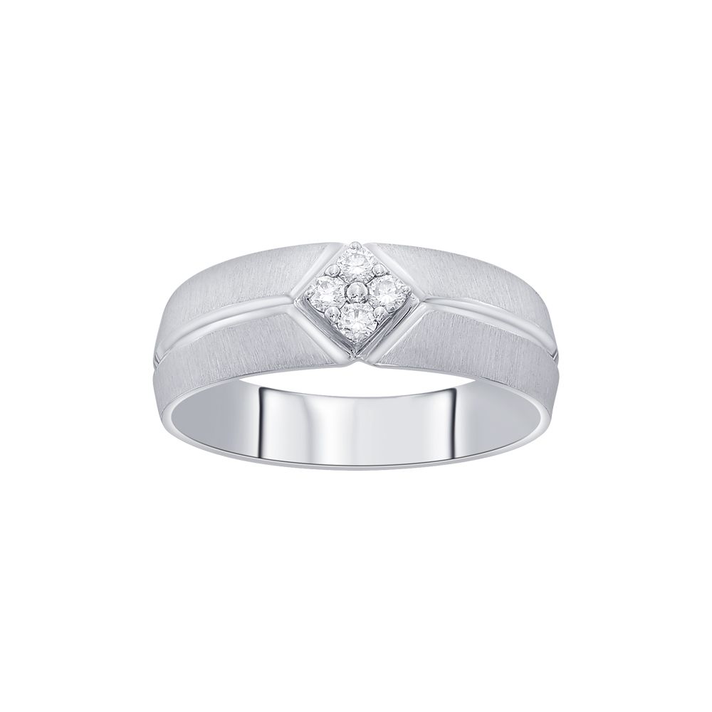 Textured Diamond and Platinum Ring for Men - Image 2 - GEMHUB & CO.