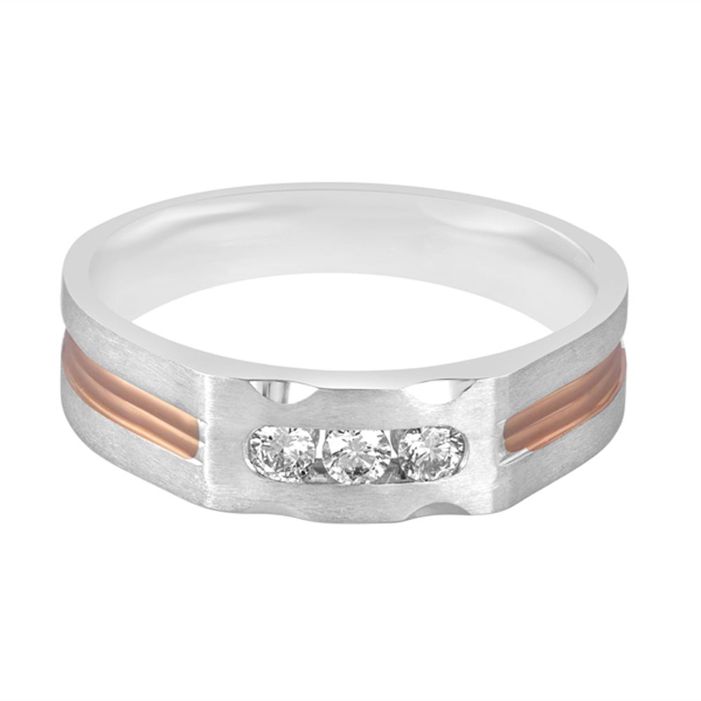 Diamond Studded Finger Ring in 950Pt Platinum and Rose Gold - Image 2 - GEMHUB & CO.