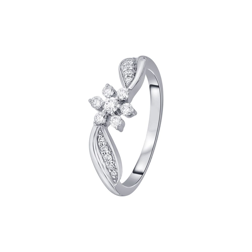 Floral Diamond Platinum Finger Ring - 950Pt Platinum - GEMHUB & CO.