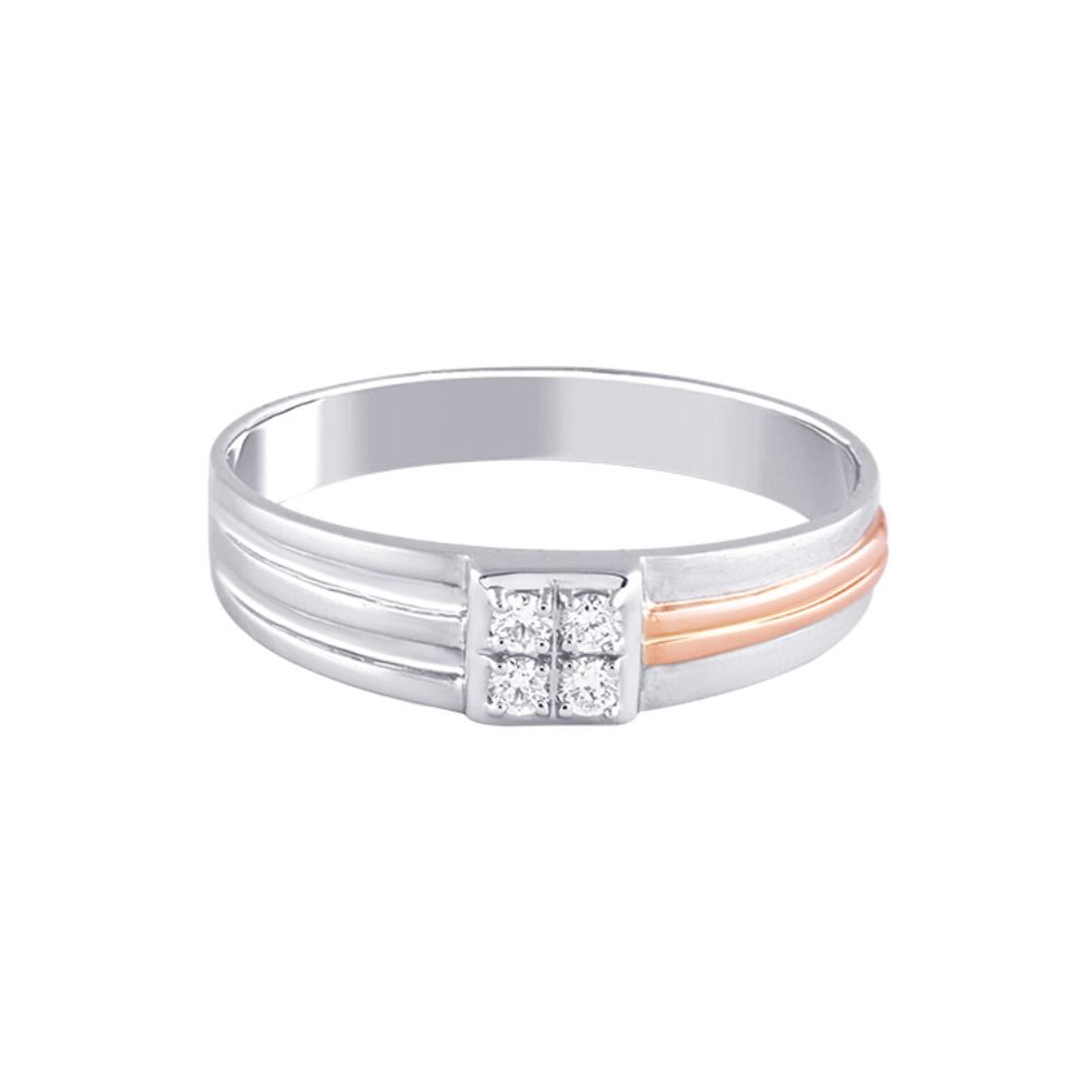 Glittering Diamond Rose Gold and Platinum Men's Finger Ring - Image 3 - GEMHUB & CO.