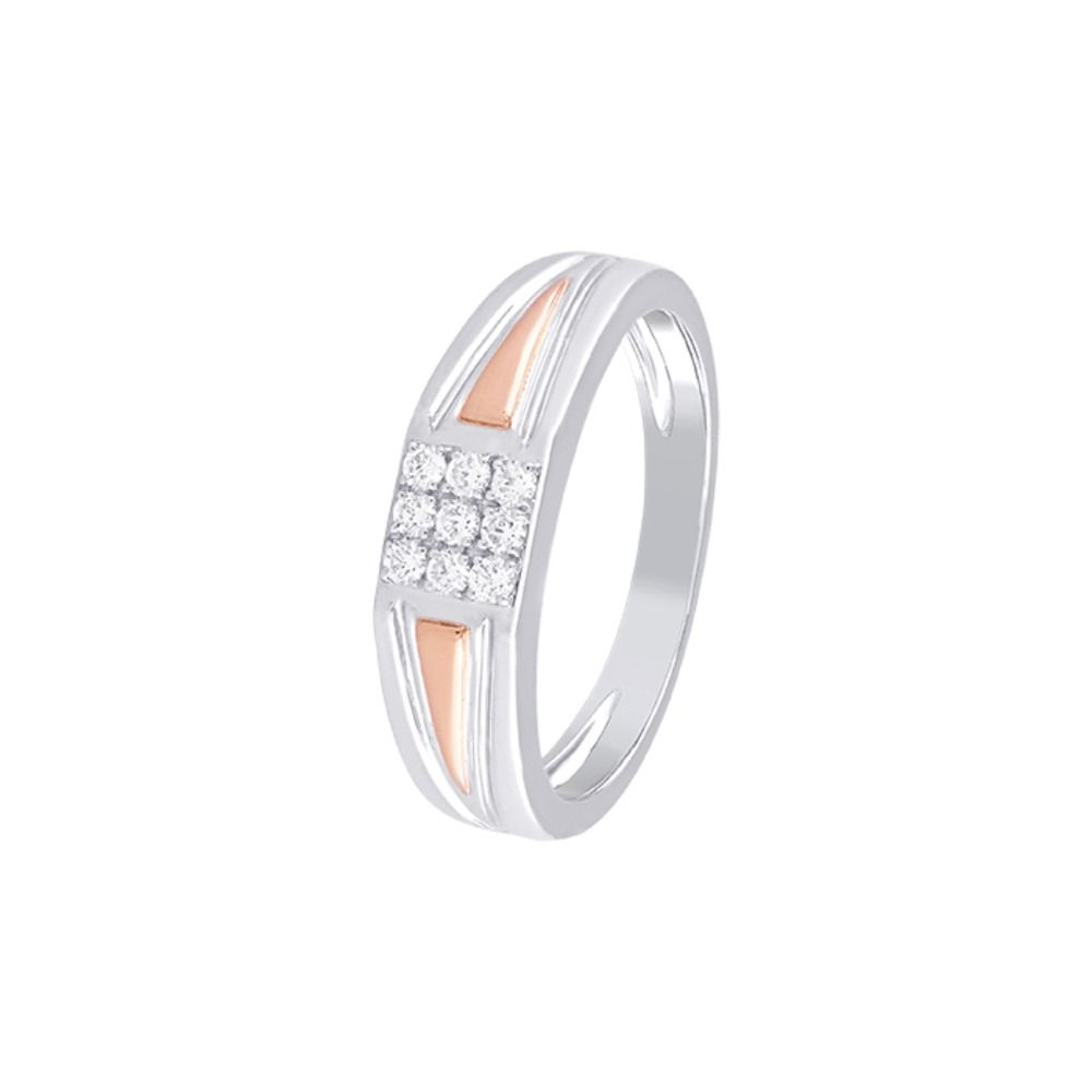 Elegant 2-toned Diamond Finger Ring For Men - 950Pt Platinum - GEMHUB & CO.