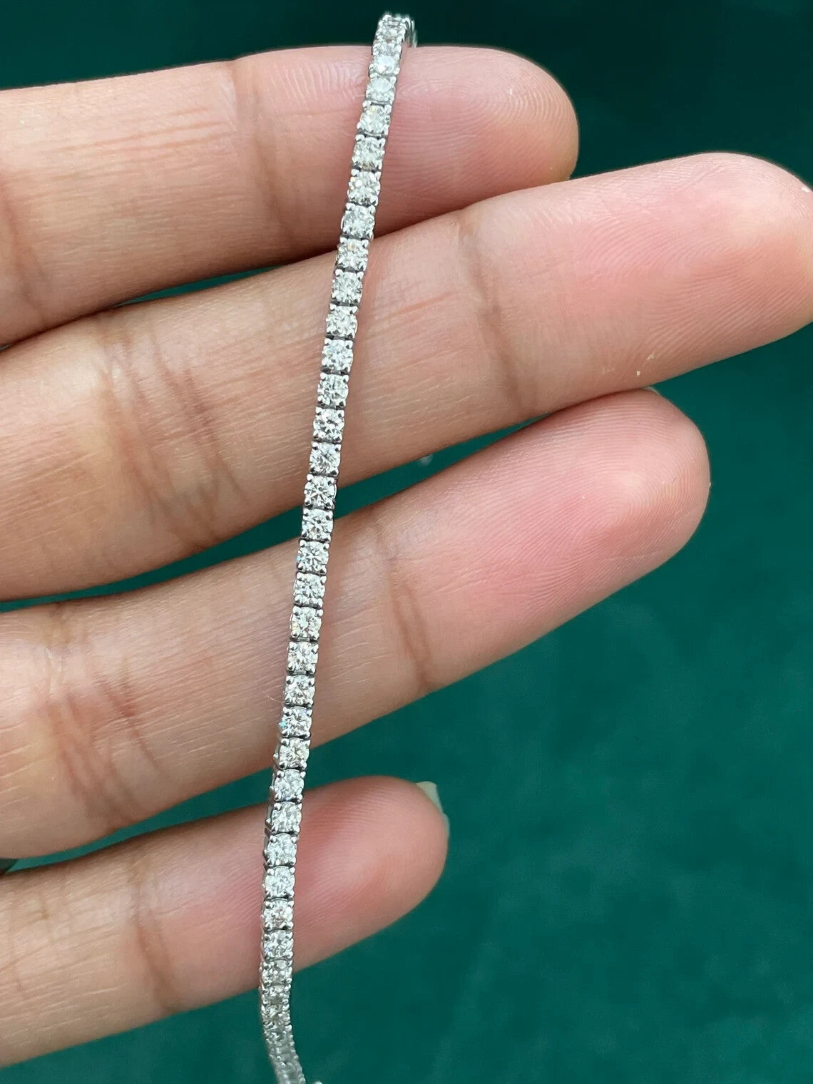 Certified 3.25Ct Lab-Grown/CVD Diamond Tennis Bracelet Women's 18k White Gold - Image 3 - GEMHUB & CO.