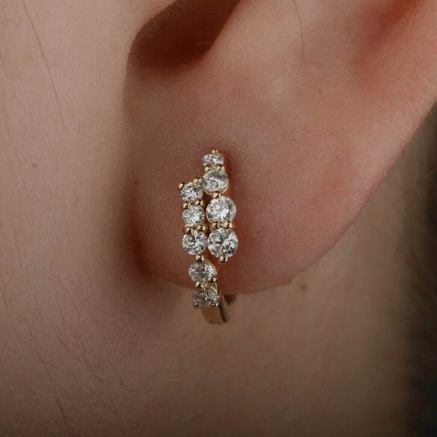 0.50Ct Round Natural GH/SI Diamond Hoop Women's Earrings Solid 14k Yellow Gold - Image 8 - GEMHUB & CO.