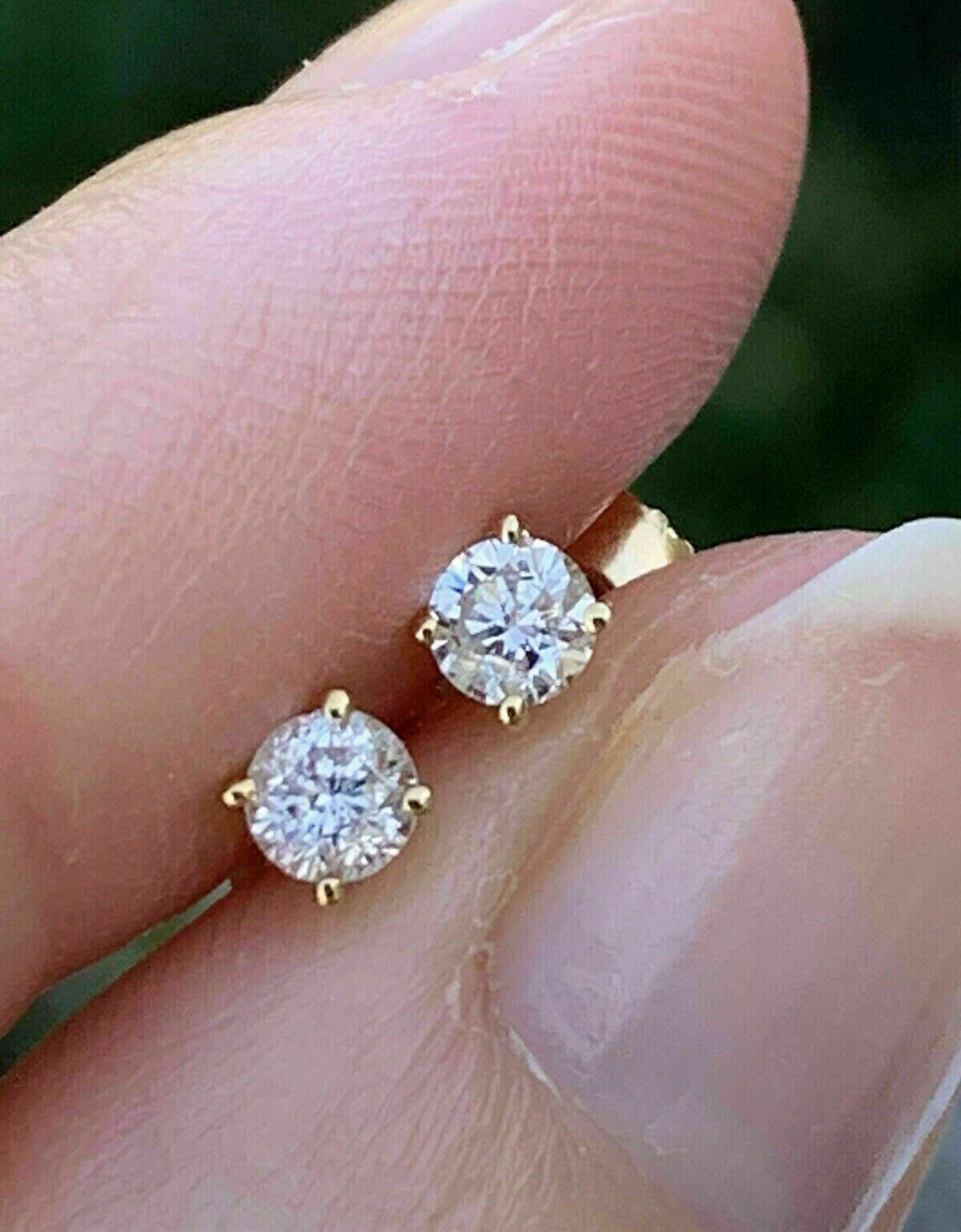 0.50Ct Natural Diamond Stud Daily Wear Earring 14K Yellow Gold Screw JK/I1-I2 - Image 4 - GEMHUB & CO.