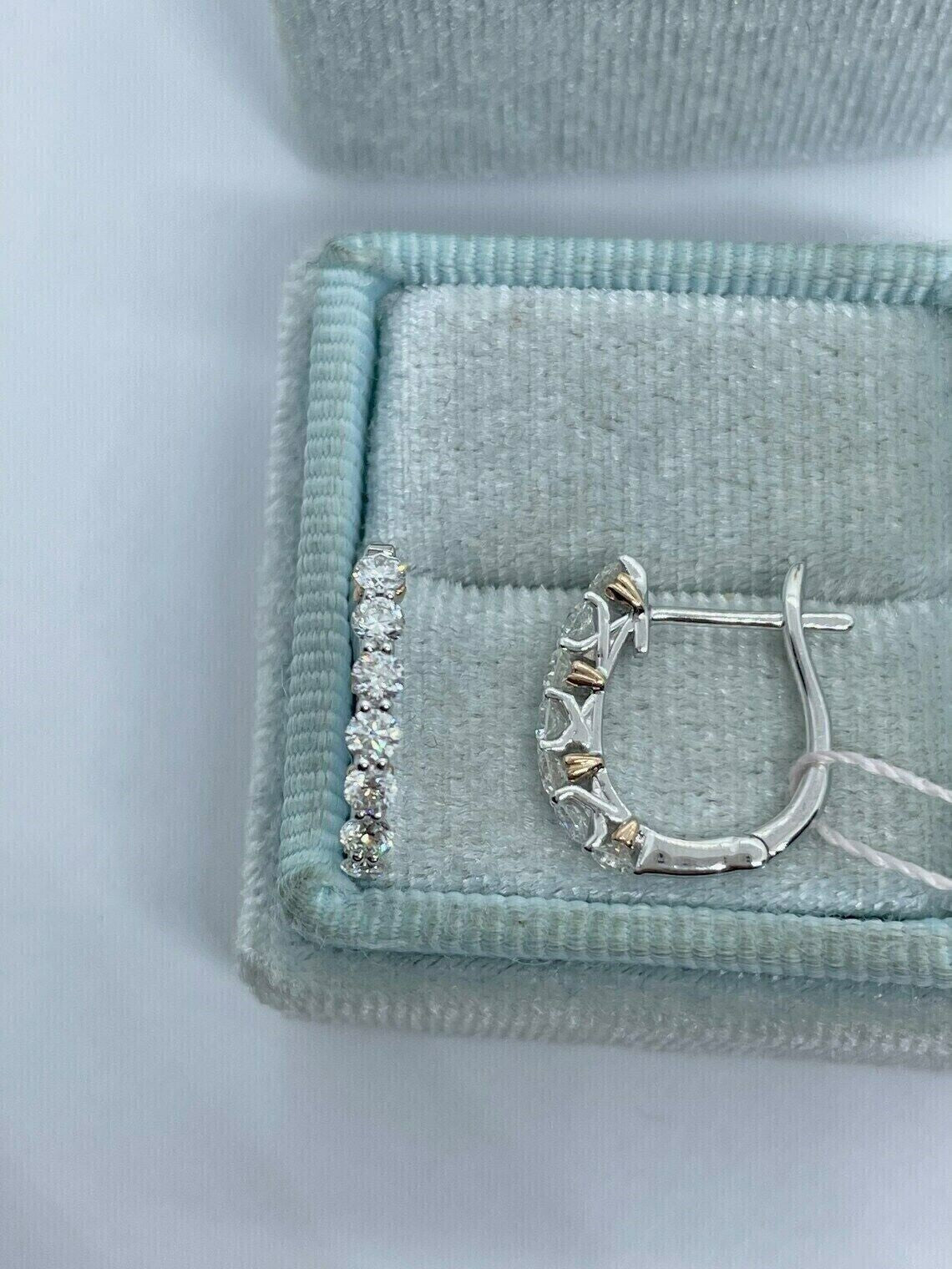 1.00Ct Round Natural GH/SI Diamond Huggie Hoop Women's Earrings 14k White Gold - Image 4 - GEMHUB & CO.
