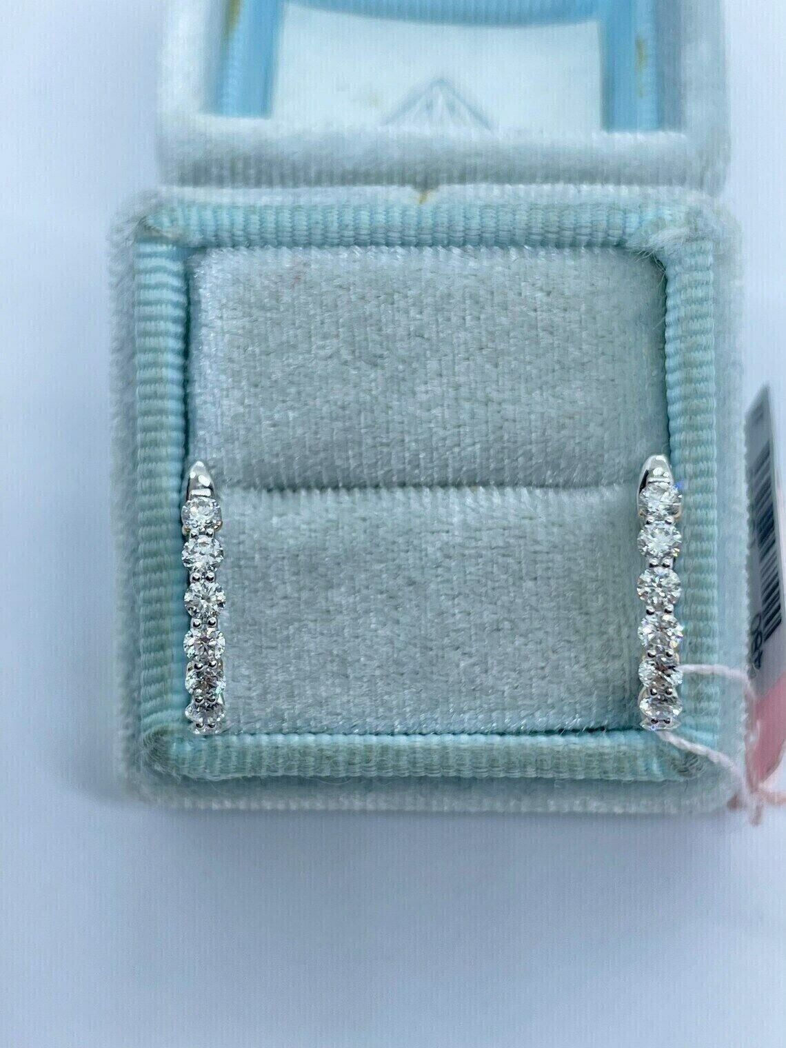 1.00Ct Round Natural GH/SI Diamond Huggie Hoop Women's Earrings 14k White Gold - Image 2 - GEMHUB & CO.