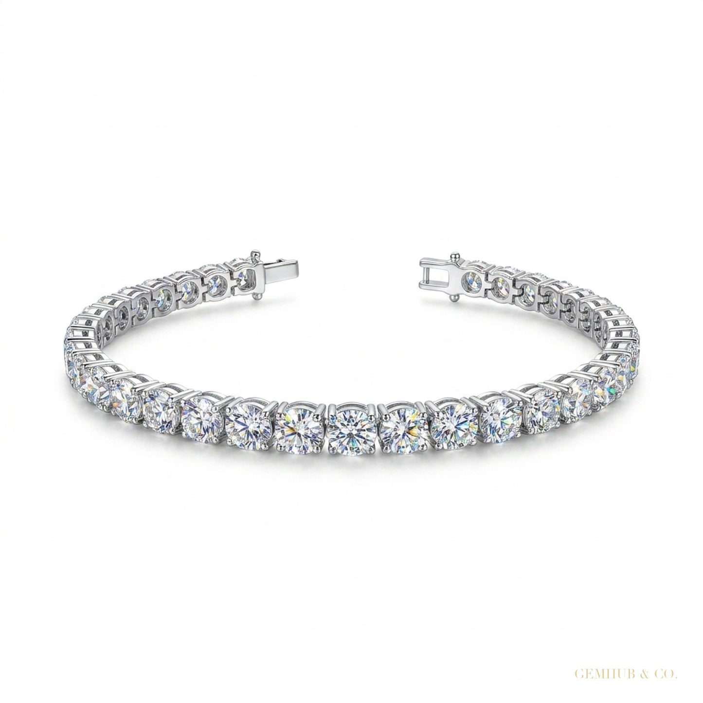 5CT Round Cut Natural Diamond Engagement Gift For Tennis Bracelet 14k White Gold – white background main image