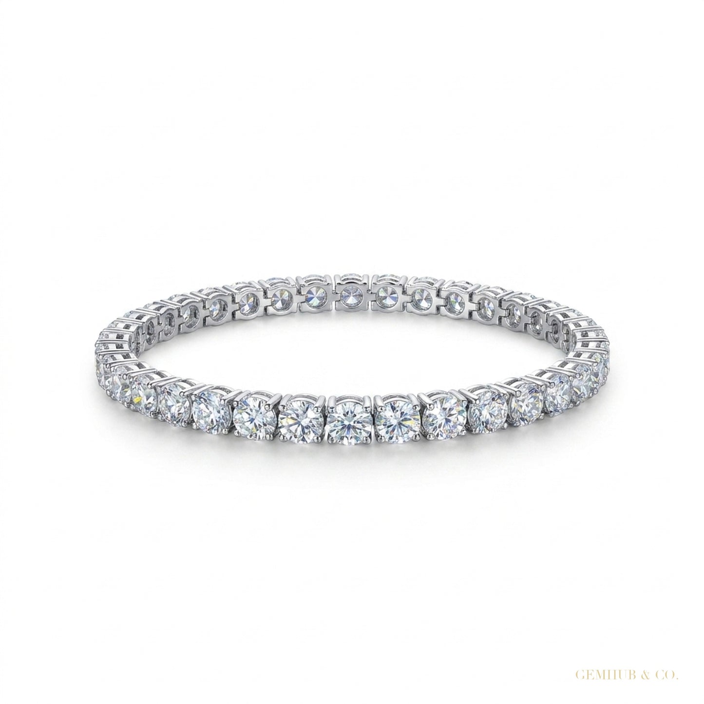 Round 5.75Ct GH/VS Certified Natural Diamond Women's Tennis Bracelet 14k Gold – white background main image