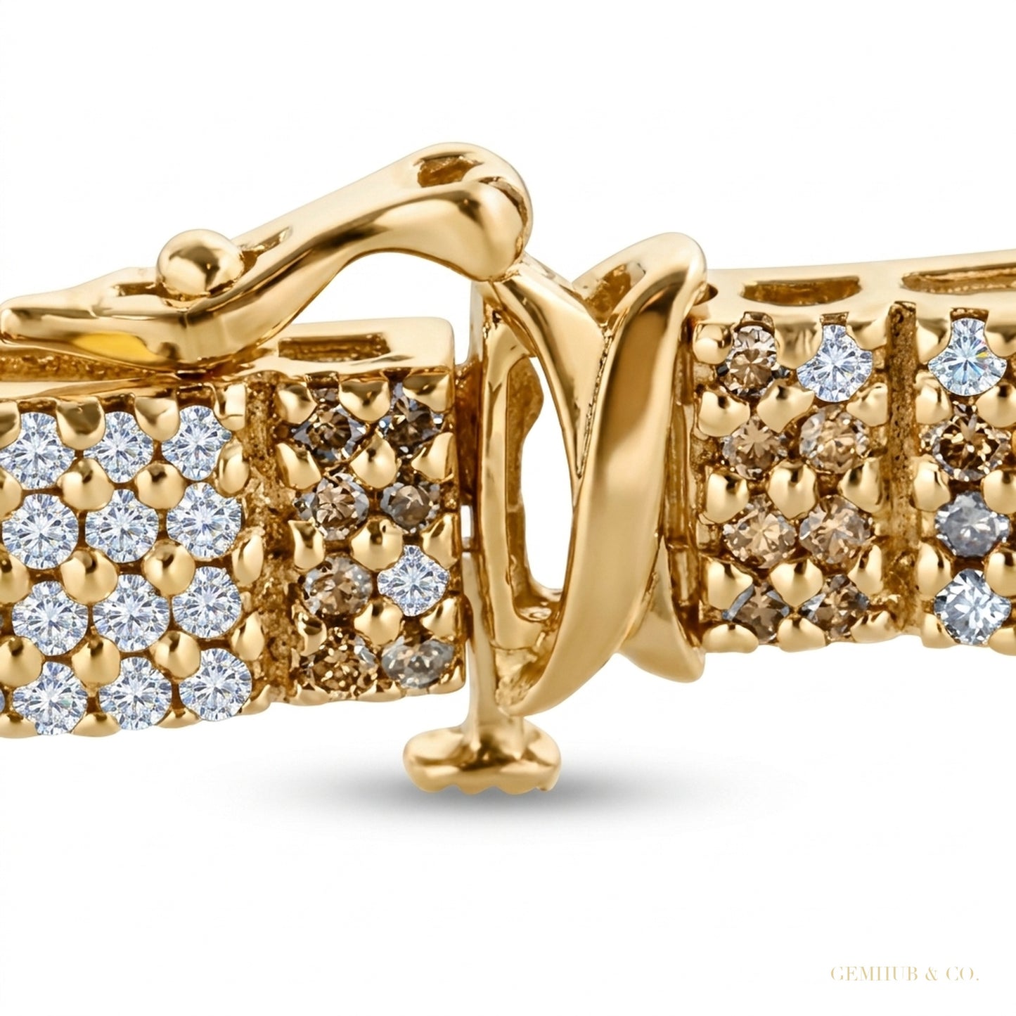 Round Cut Genuine Lab-Grown Diamond 9CT Statement Men's Bracelet 14k Yellow Gold – white background main image