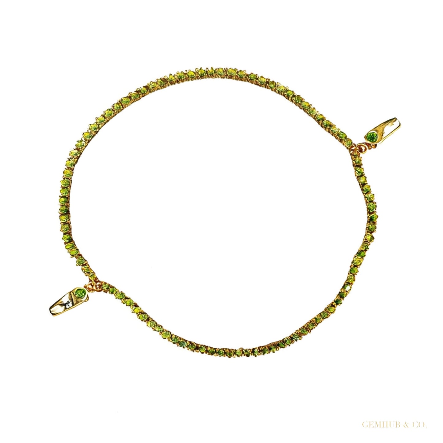 UGL Certified Natural Green Emerald Round Tennis Bracelet Daily Wear 14k Gold – white background main image