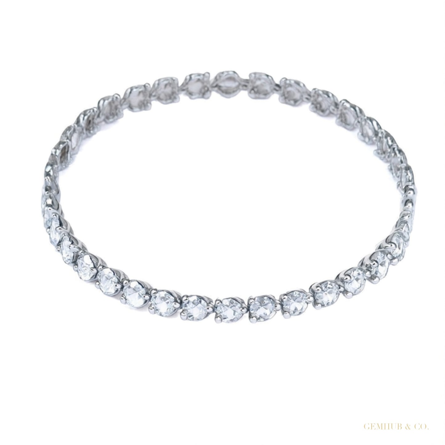 Certified Lab-Grown Diamond Birthday Propose Gift Tennis Bracelet 14k White Gold – white background main image
