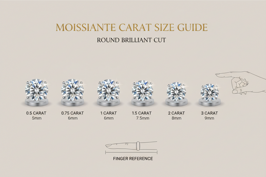 Moissanite Carat Size Chart: Visual Guide to Every Size