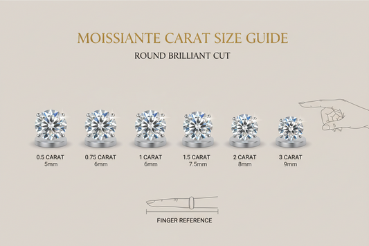 Moissanite Carat Size Chart: Visual Guide to Every Size