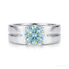 1.50 ct DEW Blue Moissanite Solitaire Ring in Certified Gem 18K Gold Plated – white background main image