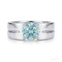 1.50 ct DEW Blue Moissanite Solitaire Ring in Certified Gem 18K Gold Plated