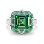 10.10 ct DEW Certified Blue Moissanite Asscher Cut Solitaire Ring Ring 18K Gold Plated 18K Gold Plated