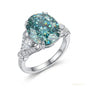 10.25 ct DEW Certified Blue Round Moissanite Ring – Big Christmas Gift Pick 18K Gold Plated