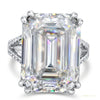 10 ct DEW Emerald Cut Off White Moissanite Ring Wedding Gift for Women 18K Gold Plated 18K Gold Plated – white background main image