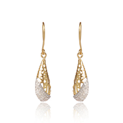 Natural Diamond Earrings 0.61 Ct. Certified in 18K Yellow Gold Dangle Drop