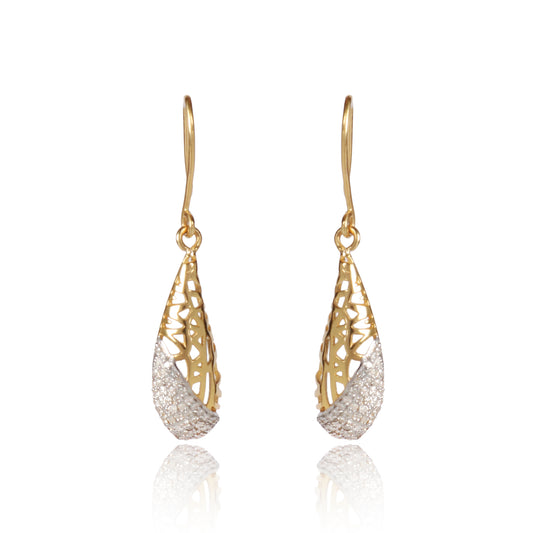 Natural Diamond Earrings 0.61 Ct. Certified in 18K Yellow Gold Dangle Drop