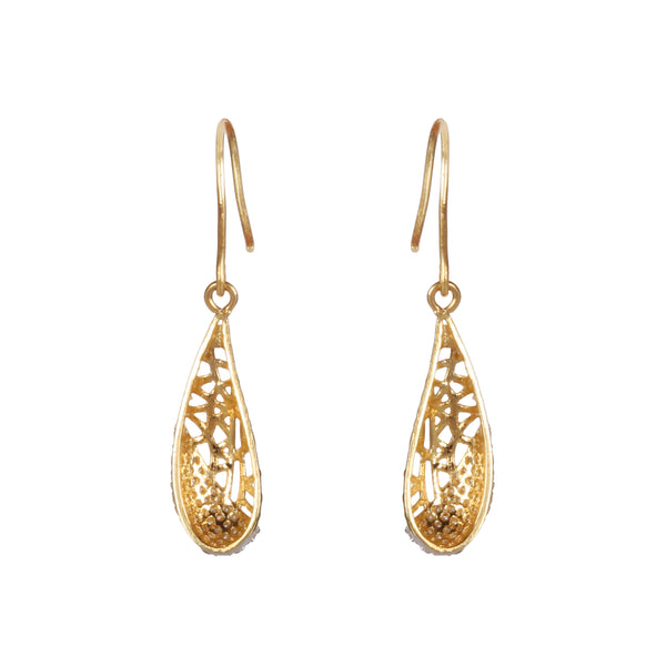 Natural Diamond Earrings 0.61 Ct. Certified in 18K Yellow Gold Dangle Drop